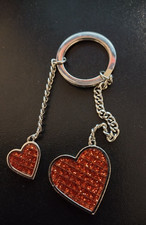 Sparkling Red Hearts Keychain