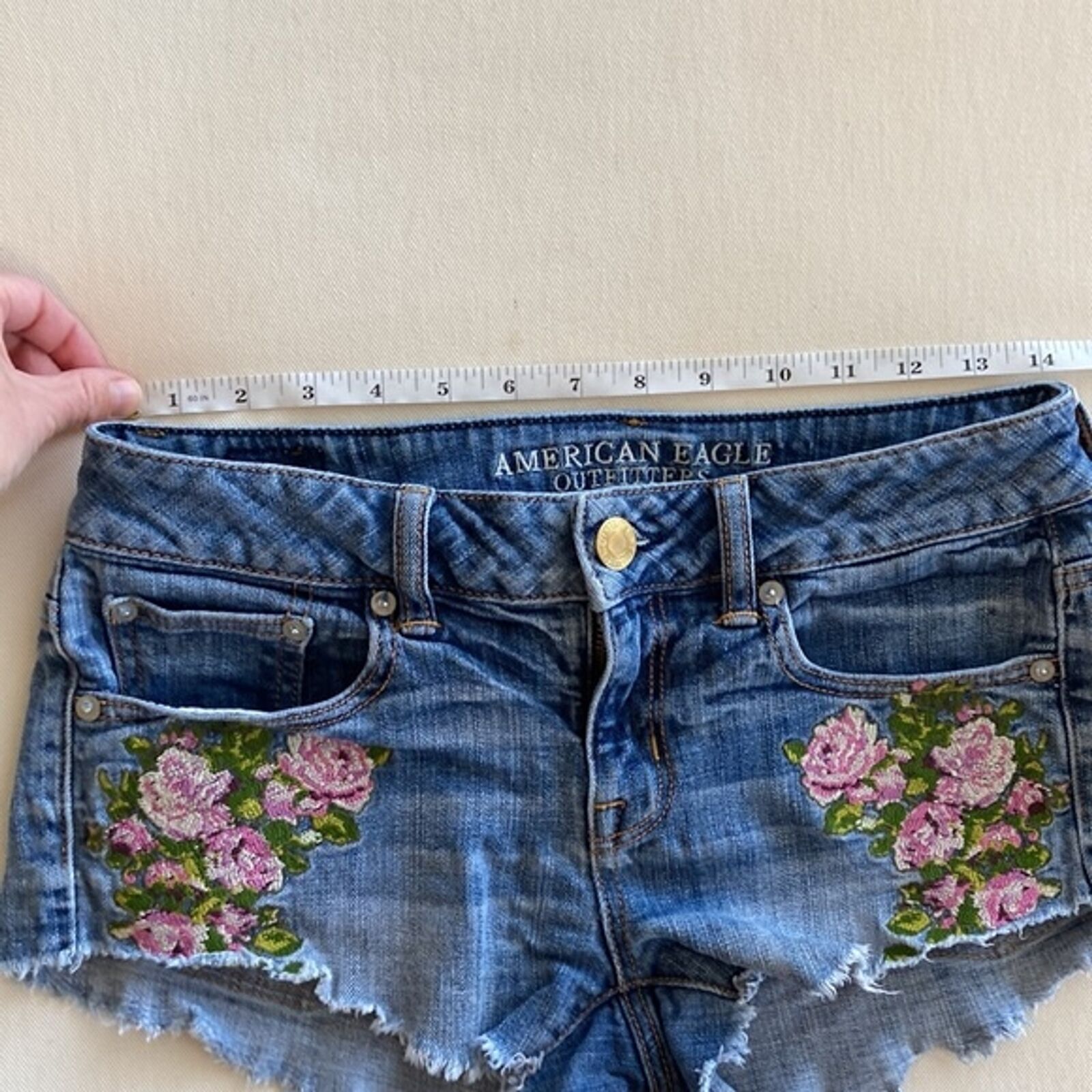 American Eagle Outfitters Floral Denim Cuttoff Je… - image 7