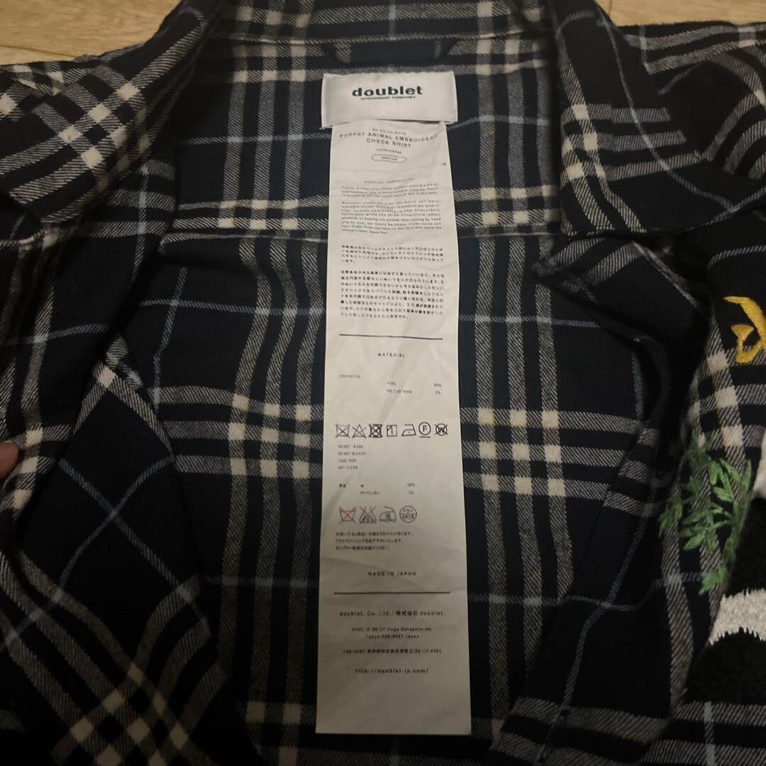 doublet PUPPET ANIMAL EMBROIDERY Long Sleeve Check Shirt size M