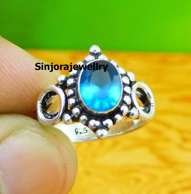 Blue Topaz Gemstone 925 sterling silver handmade Gift ring US size 5 to ...