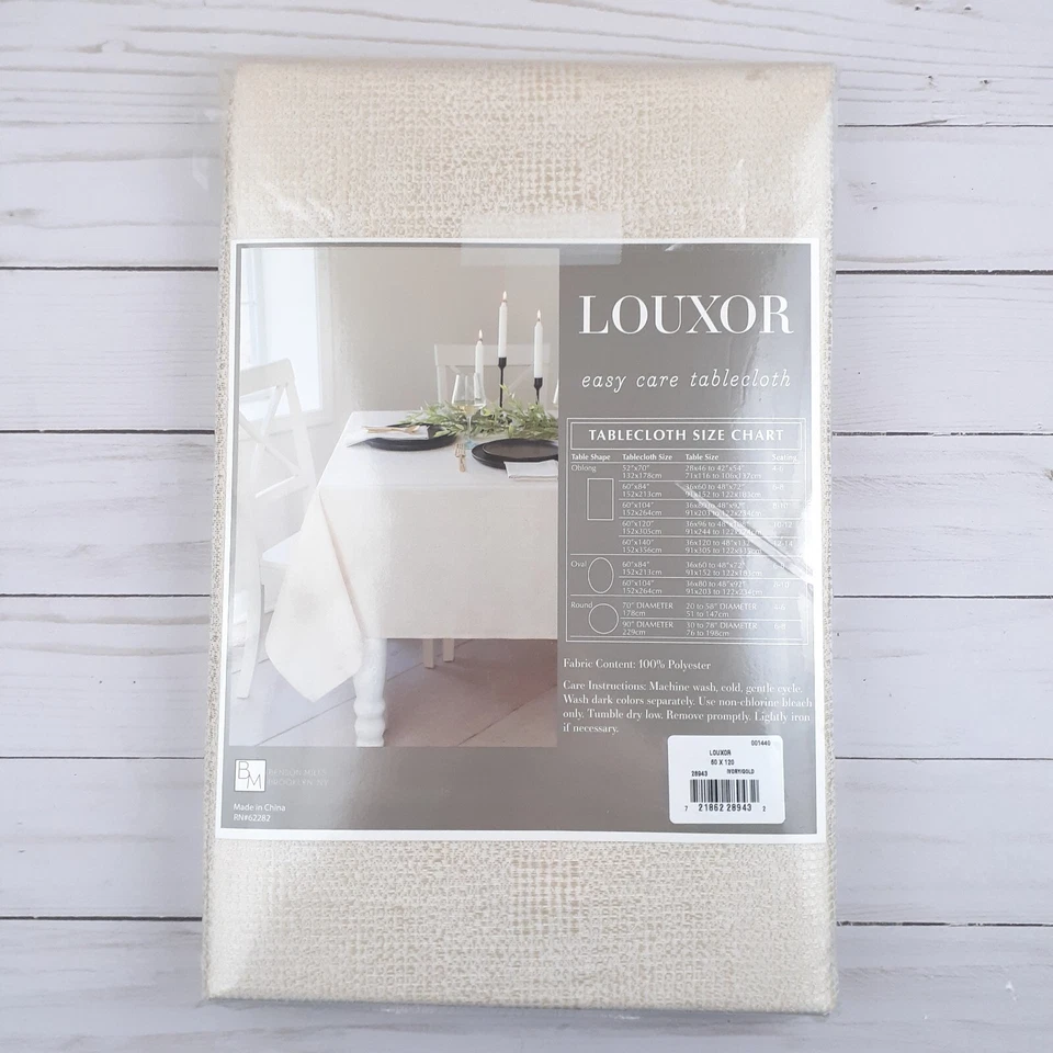 Louxor Fabric Tablecloth 60x120 Easy Care Gold Ivory - Image 3 of 3