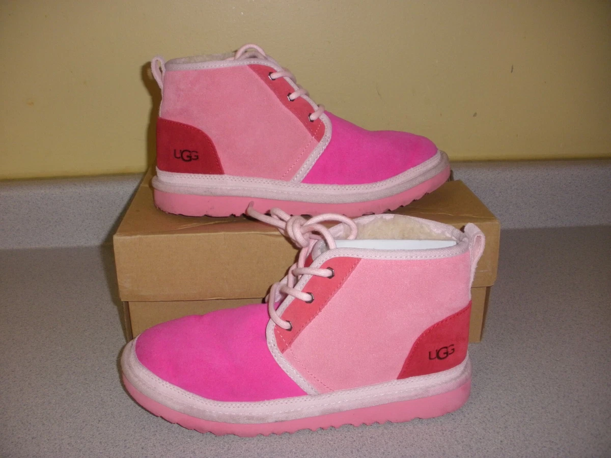 GIRLS 5 PINK ROSE SAMBA RED UGG NEUMEL MASHUP CHUKKA SUEDE BOOTS | eBay