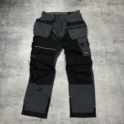 6202 Snickers RuffWork, Work Trousers Holster Pockets Gray Black Men s Size 50