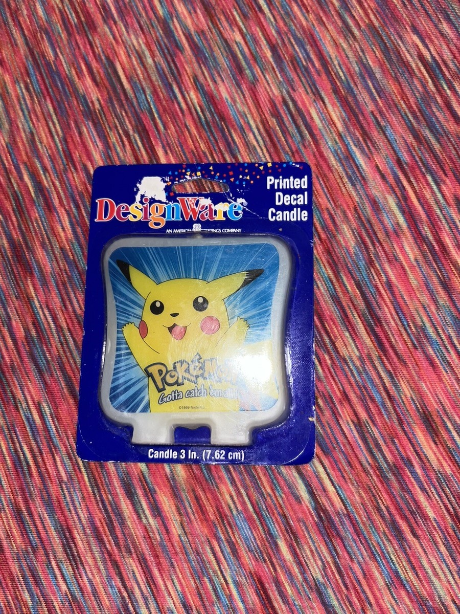 Pokemon Pikachu Birthday Cake Printed Decal Candle 3