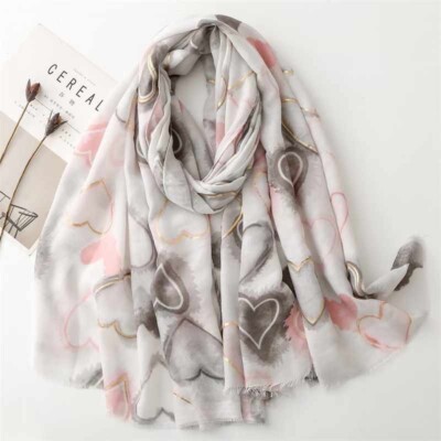 Neu Damen Liebe Herz Print Schal klassisch wunderschön hochwertig schönes Tuch Halstuch