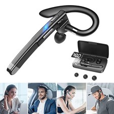 Trucker Wireless Headset Bluetooth 5.1 Earpiece Dual Mic Earbud Noise Cancelling