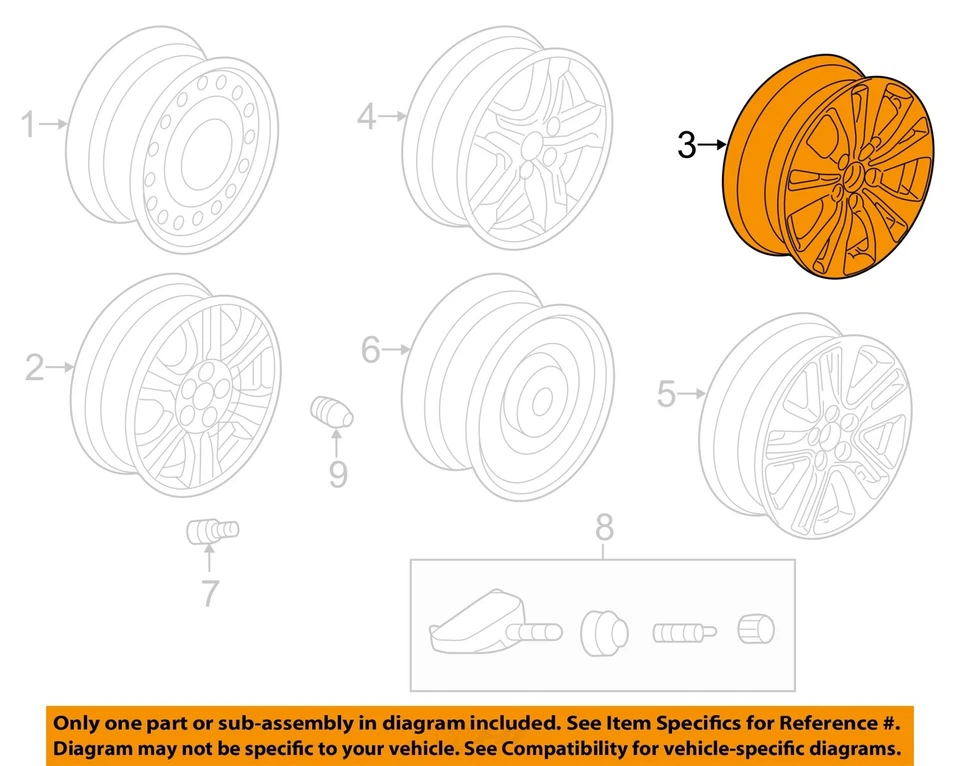 Used Wheel fits: 2014 Honda Odyssey 17x7 alloy 5 double spoke Grade B - Image 3 of 4