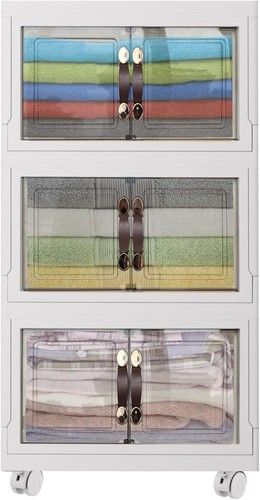 Stackable Closet Organizers with Lid collapsible Storage Containers Plastic box - Picture 1 of 9