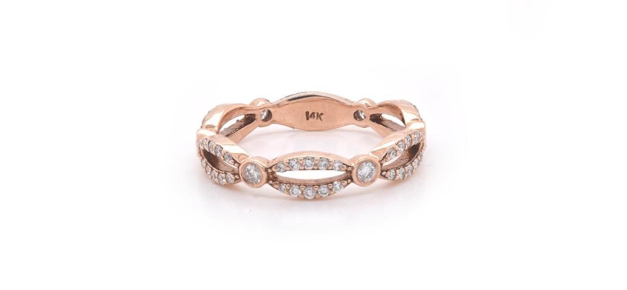 14k Rose Gold Diamond Stackable Anniversary Ring - image 1