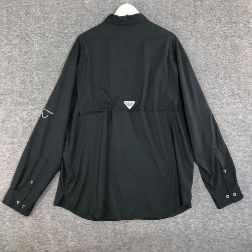 Columbia PFG Shirt Men Extra Large Black Tamiami Omni Shade Button Up Vented - Picture 9 of 16