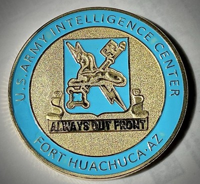 US Army Intelligence Center Challenge Coins-Fort Huachuca, AZ- Gold Colored-New