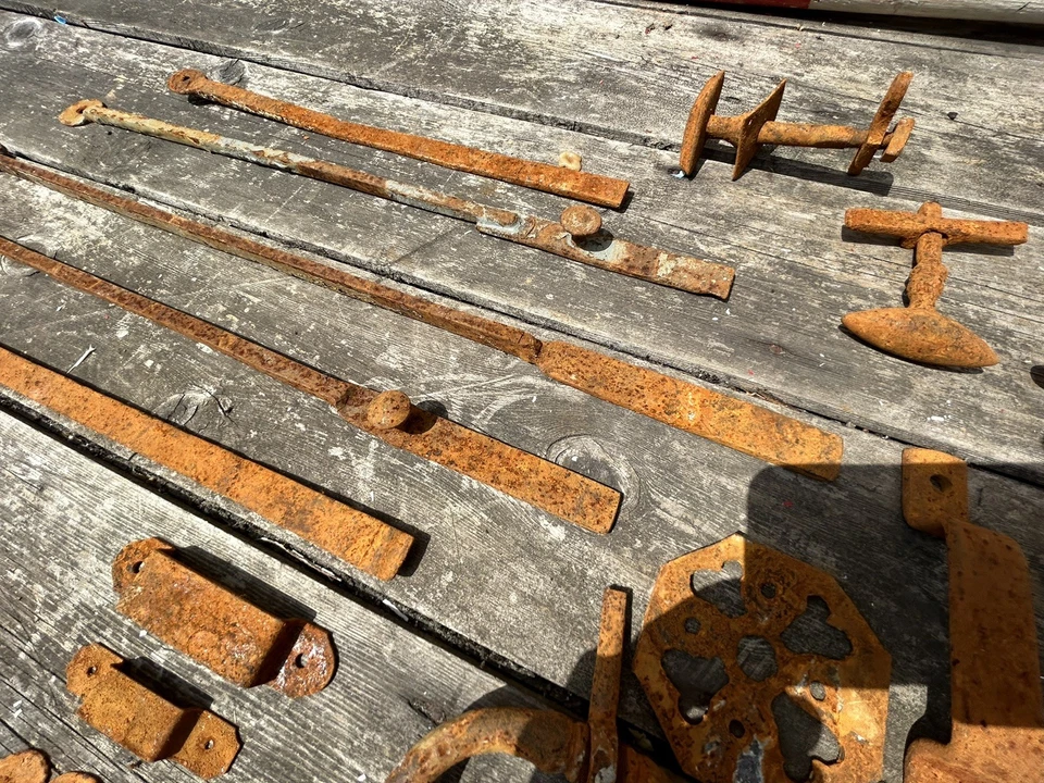 Lot de Targette Loquet Verrou Clenche Poignée Porte Ancienne XVIIIeme Fer Forgé - Photo 4/4