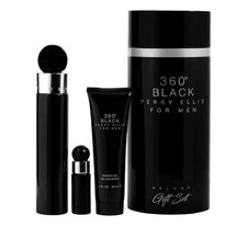 PERRY ELLIS 360 BLACK MEN – Lasts Up to 48 Hours – Men Perfume – 4 PC – EDT/SG/A