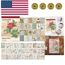 Vintage Washi Sticker for Scrapbooking, Ephemera Sticker Book for Journaling ...
