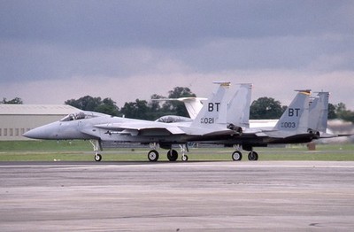 Kodachrome Dia 84-0021 & 84-0003 F-15C Eagle USAF Fairford 1993 (C15)