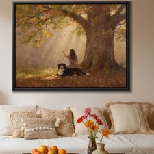 Bernese Mountain Dog Oil Painting Canvas Rustic Dog Wall Art Home Decor Print