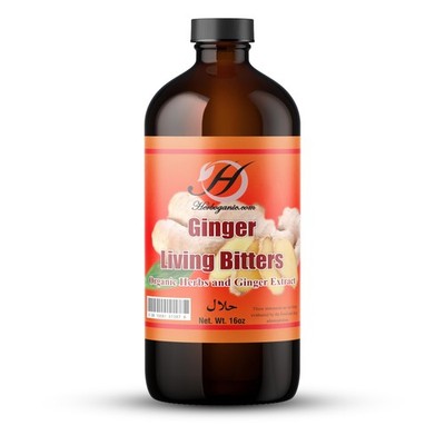 16 oz Ginger Living Bitters, All Natural, Probiotic, Cocktail Mixer, Drink,Tonic
