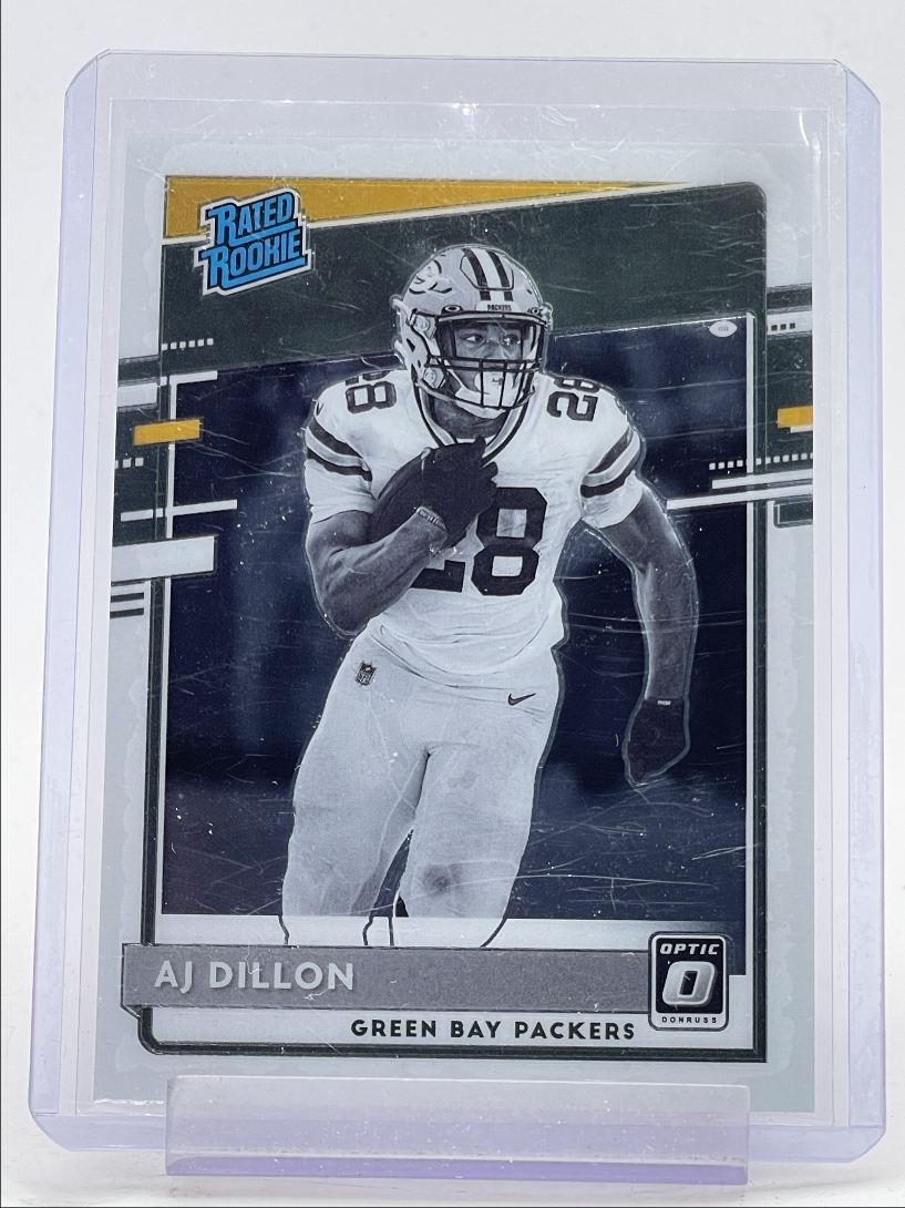 AJ DILLON 2020 DONRUSS OPTIC RATED ROOKIE NEGATIVE PACKERS RC Q5814