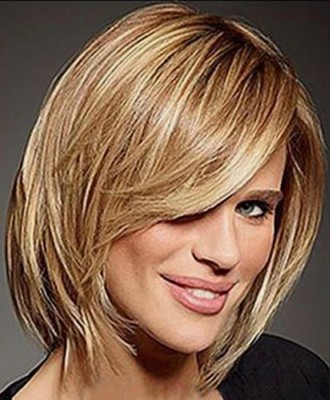 Shaggy Sparkling Women Blonde Brown Capless Straight Short Synthetic Wig Hair