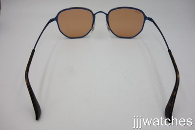New Ray-Ban Blaze Hexagonal Blue Frame Mirrored Sunglasses RB3579N