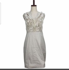 RED VALENTINO Ladies Cream White Lace Panel Frill Sleeveless Dress 40 Spring Sum