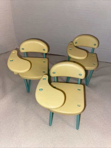 Vtg 1990 Mattel Barbie Set of 3 Toy School Classroom Student Desks , Hong Kong