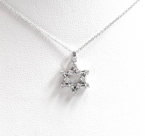Beautiful 14k Natural Diamond Star of David Pendant with Chain