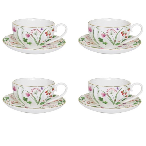 4Er Set Tassen Mit Untertasse En Plein Air FrüHlingswiese FüR 200Ml Easy Life-image