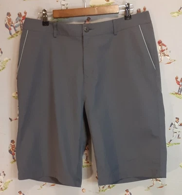 ⛳ Adidas ClimaLite Shorts Mens 34x12 Gray Golf Flat Front Chino Logo Athleisure - Image 1 of 4