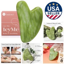 Portable Gua Sha Facial Massager Reduce Wrinkles Puffiness, Jade Green