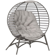 Outdoor Egg Chair Foldable Garden Lounge Chair with Cushion Grey Patio Seat