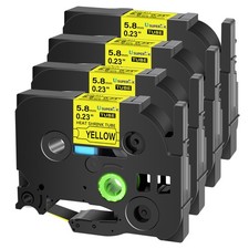 5.8mm Heat Shrink Tube 2:1 Yellow Label Tape For Brother P-Touch HSe-611 x4PCS