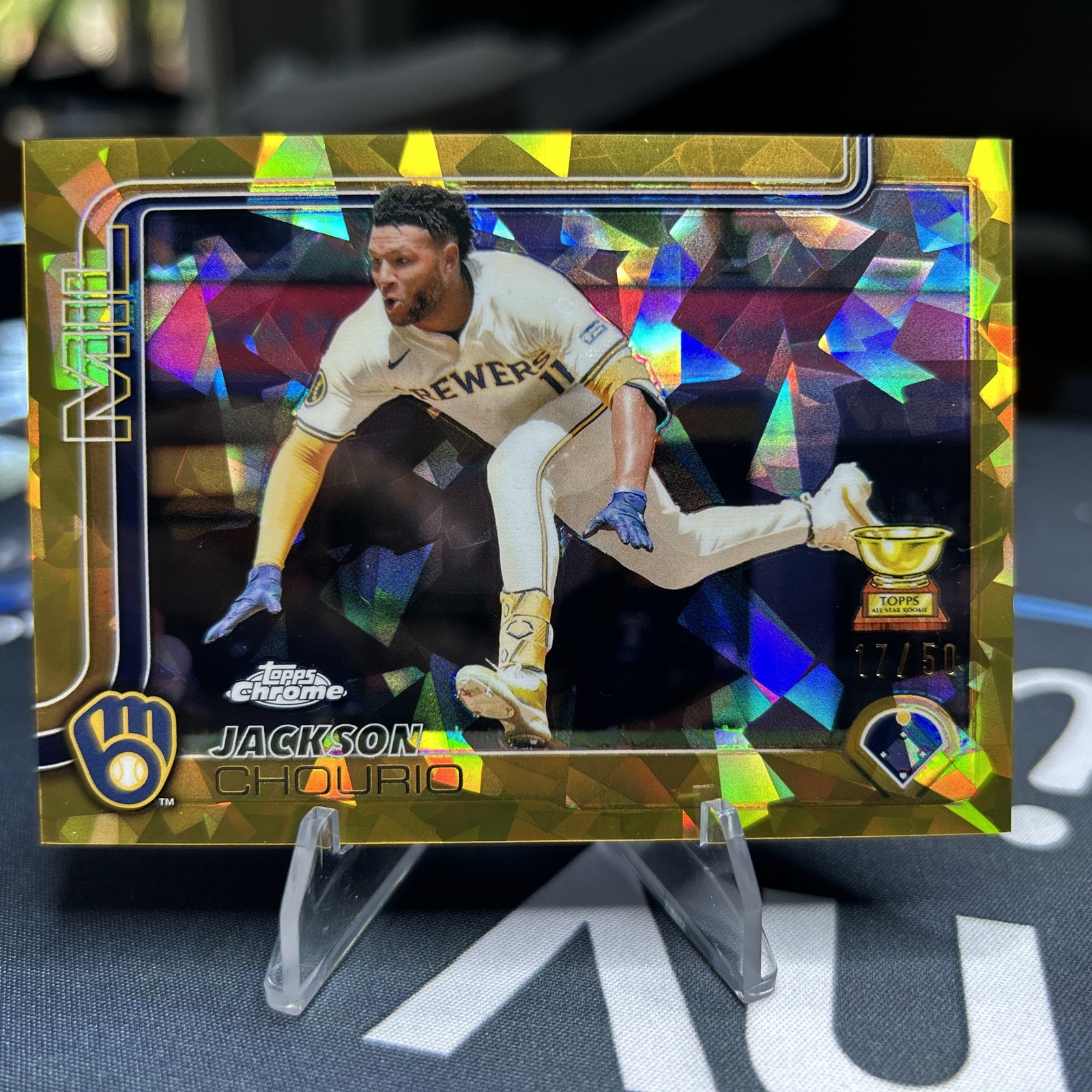 2025 Topps Chrome Sapphire Jackson Chourio #262 Gold Refractor /50 Rookie Cup