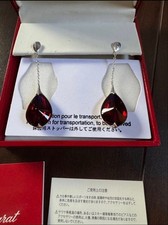 Baccarat Psychedelic Chain Earrings Crystal Red With Box Used