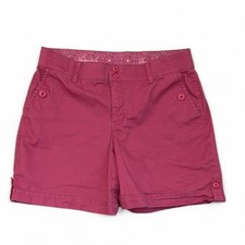 Gloria Vanderbilt Celina Double-Button Chino Shorts - Dusty Rose Pink - Size 10