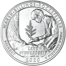 2020 S Parks Quarter ATB Marsh-Billings National Park BU CN-Clad US Coin