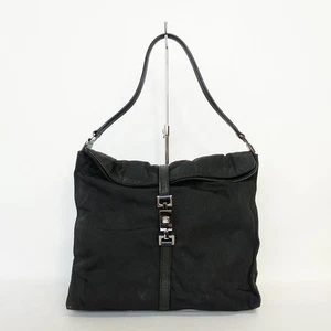 ​Sac à bandoulière Gucci Jackie Line toile cuir noir 10,2x11,8x4,7 occasion ex+