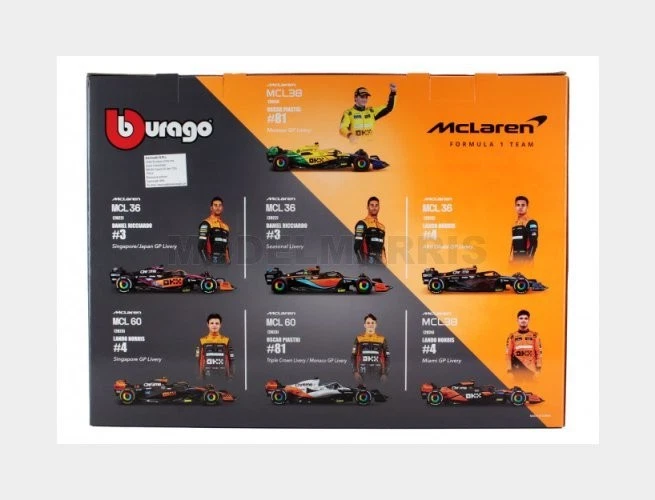 BURAGO 18-38169-PACK7 McLAREN - SET F1 7X F1 MCL36 TEAM MCLAREN N 4 2022 + 2X N  - Immagine 2 di 2