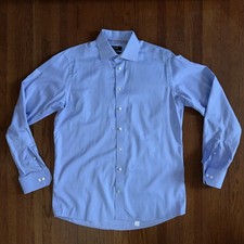 Eton Men's Dress Shirt Blue Herringbone 16 41 Contemporary Fit