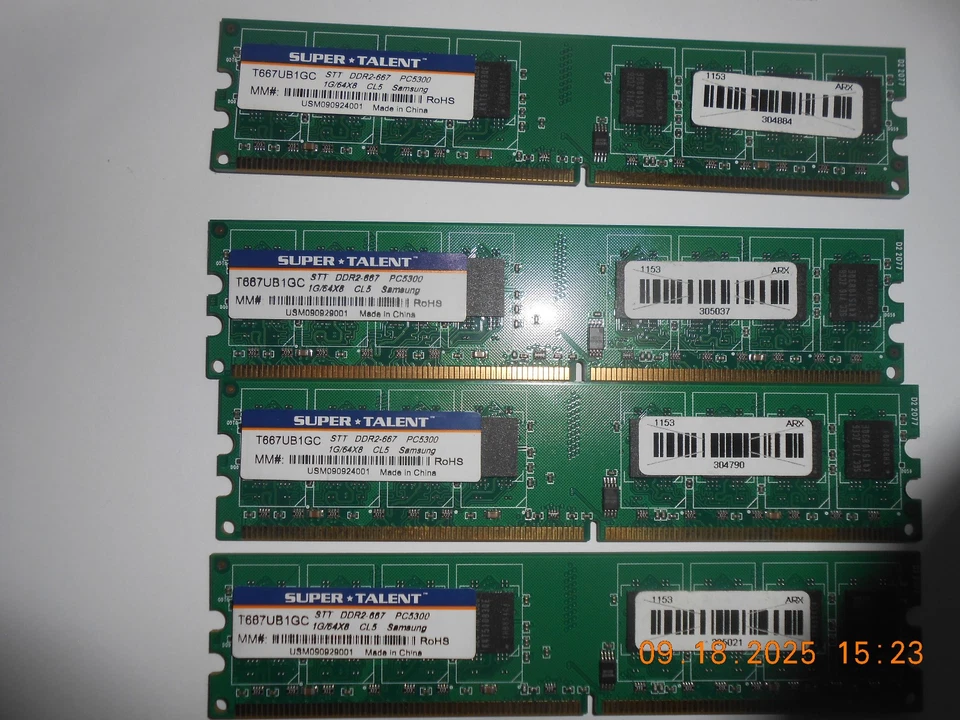 SUPER TALENT T667UB1GC 1GB 64x8 CL5 DDR2-667 PC5300 Memory - Image 2 of 2