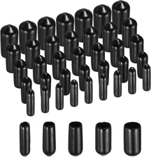 uxcell 50pcs Round Rubber End Caps Protective 4mm 5mm 6mm 7mm 8mm, Black 