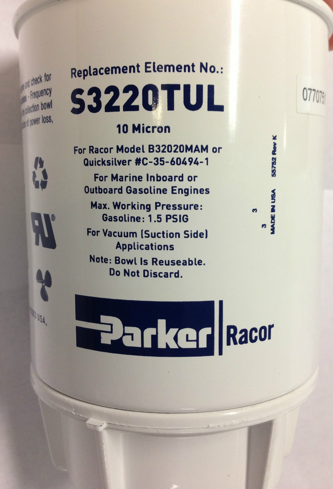 Parker Racor Marine Fuel Filter Water Separator 10 Micron RAC S3220TUL B32020MAM eBay