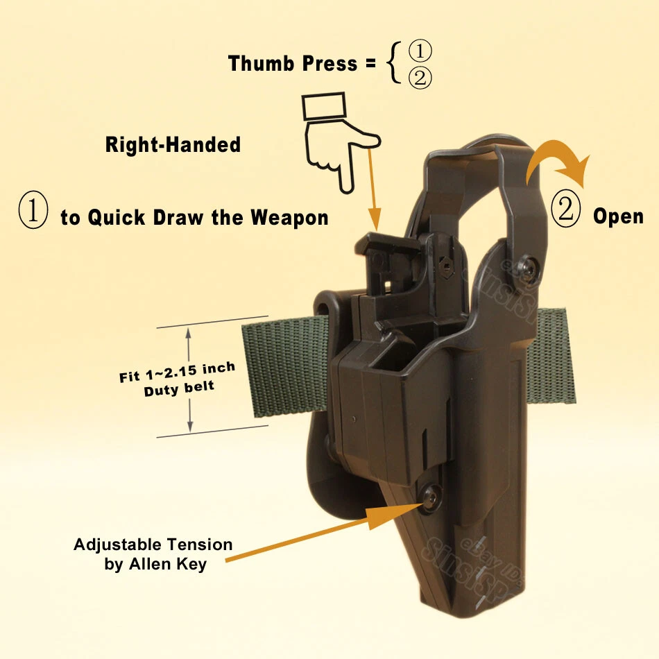 Funda Police Duty Fit Glock 32 23 22 17 19 31 G32 G17 G23 gen 4 1 funda 9 mm Foto 3 de 4