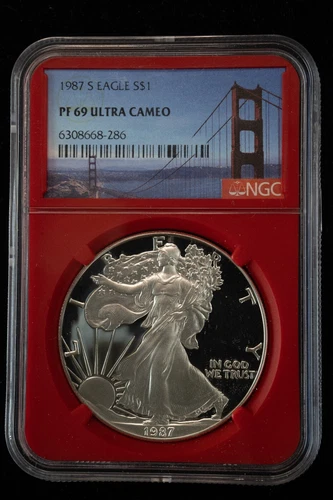 1987-S PROOF American Silver Eagle NGC PF-69 Ultra Cameo San Francisco Holder