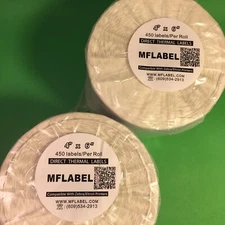 MFLABEL 4 X 6 Direct Thermal Labels - Two Rolls (Each Roll Has 450) New