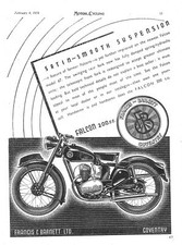 1954 Advert for FRANCIS-BARNETT 'Falcon' 200cc Motorcycles (2) Print Ad Ephemera