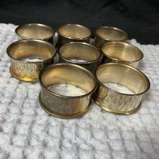 LEONARD?SILVERPLATE ROLLED EDGE HONG KONG SET OF 8 NAPKIN RINGS 1&rdquo; Wide