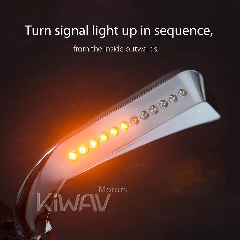 Espejo retrovisor KiWAV HACHA cromo indicador LED se adapta a Harley HERITAGE SOFTAIL CLASSIC Foto 3 de 4