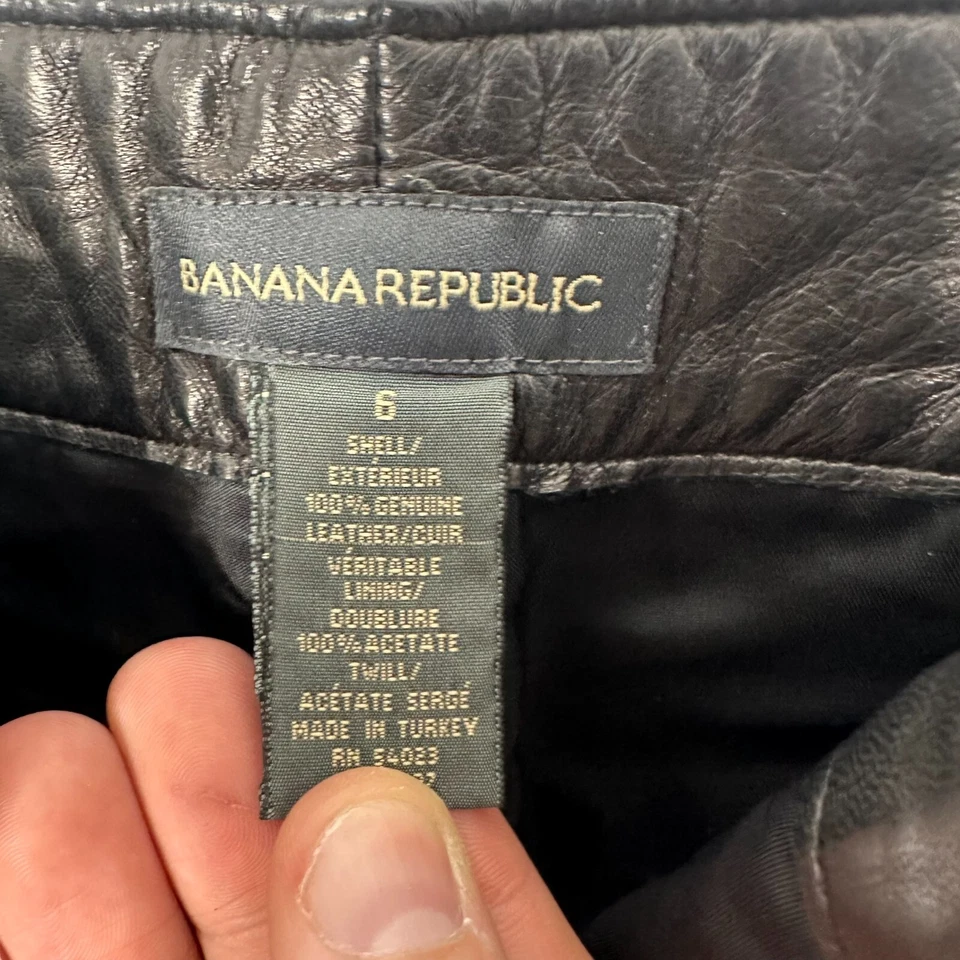 Винтажные брюки из натуральной кожи Banana Republic 6 черные женские с подкладкой плоские - Изображение 4 из 4