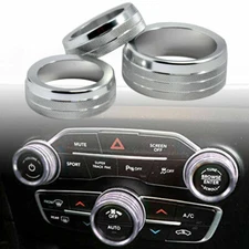 Silver Aluminum Climate Fan Volume Turn Knob Ring Cover Fits 14-20 Durango